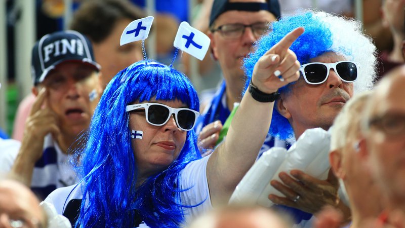 Fotografija: Finski navijači so popestritev evropskega prvenstva v Ljubljani. FOTO:Tomi Lombar