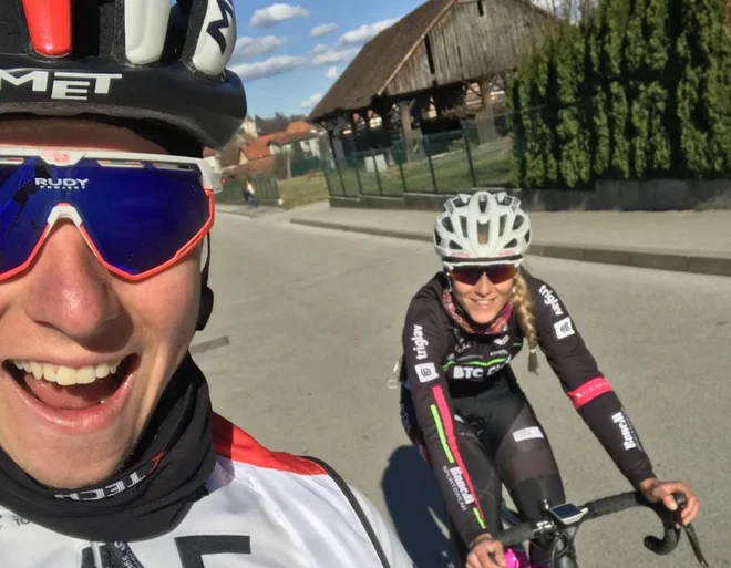 Selfi s Tadejem na enem izmed spomladanskih treningov. Foto: osebni arhiv&nbsp;