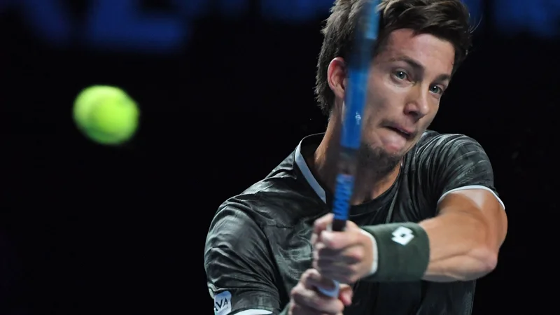 Fotografija: Aljaž Bedene je bil uspešen v prvem kolu turnirja na Dunaju. FOTO: AFP