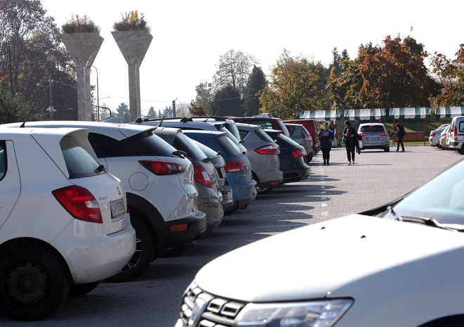 Parkirni prostori na Žalah, ki so zdaj še brezplačni, bodo z novim letom opremljeni z avtomatskimi blagajnami in zapornicami. Foto Mavric Pivk