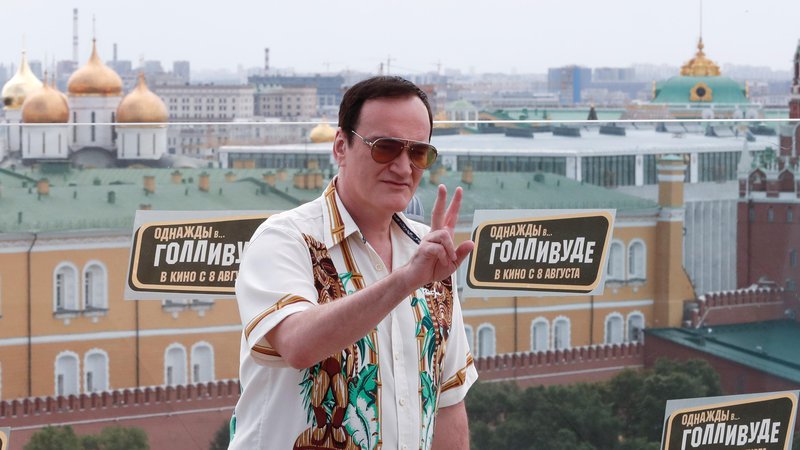 Fotografija: Quentin Tarantino na promociji novega filma v Moskvi. FOTO: Shamil Zhumatov/Reuters