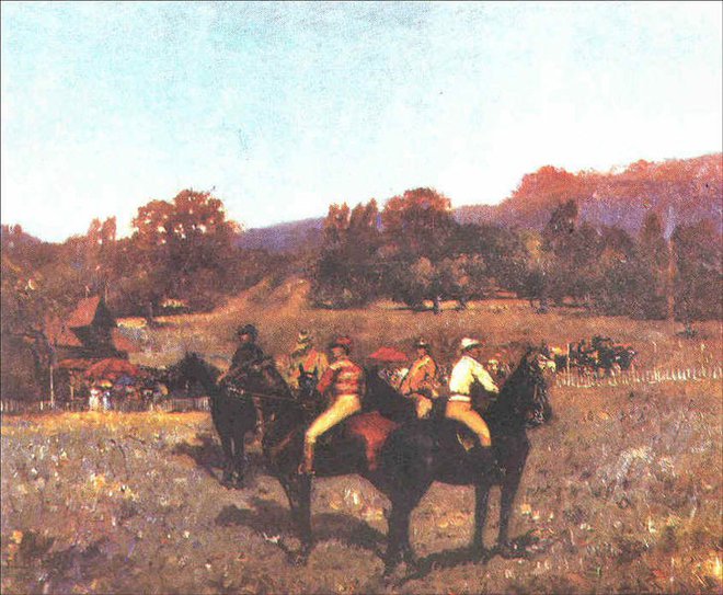 Zadnja jesenska dirka je platno romunskega slikarja, impresionista, post impresionista in simbolista Stefana Luchiana; olje je nastalo leta 1892, pod velikim vplivom slovitih francoskih mojstrov Eduarda Maneta in Edgarja Degasa. Foto Arhiv