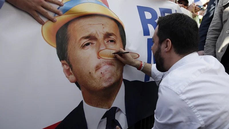 Fotografija: Matteo Salvini in Matteo Renzi Foto Max Rossi Reuters