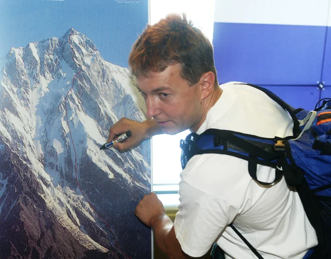 Tomaž Humar leta 2003 pred odhodom na Nanga Parbat. FOTO: Blaž Samec/Delo