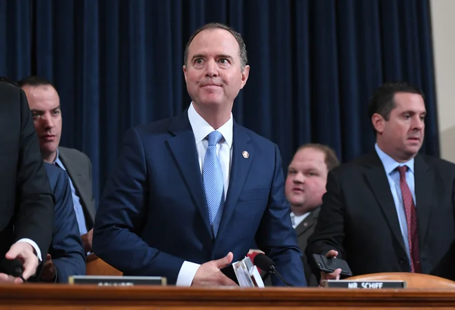 Voditelj preiskave predsednikove razrešitve kalifornijski demokrat Adam Schiff. FOTO: Saul Loeb Afp