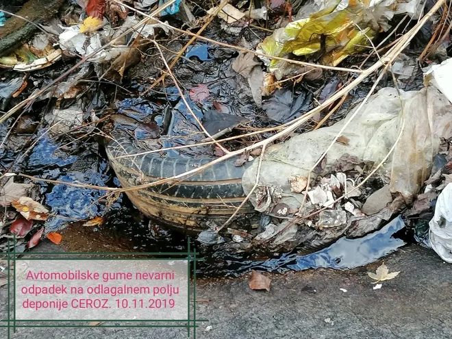 Na deponiji Unično so med komunalnimi odpadki tudi pnevmatike. Foto Osebni Arhiv Jelena Grešak