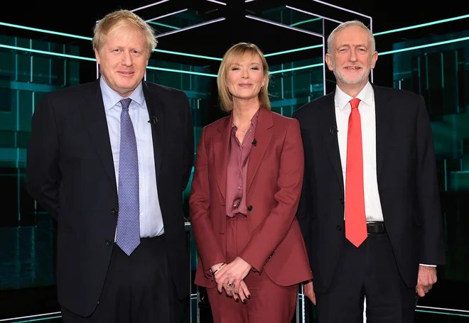 V prvem televizijskem soočenju sta se pomerila vodji britanskih konservativcev in laburistov Boris Johnson in Jeremy Corbyn.<br />
FOTO: Reuters