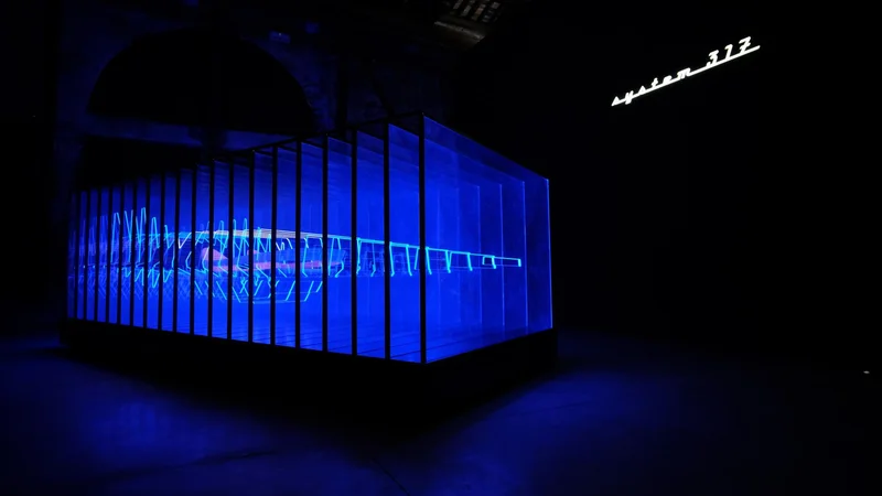 Fotografija: Marko Peljhan se je v Benetkah predstavil z vizualno izjemnim projektom Here We Go Again ... System 317. FOTO: Matthew Biederman