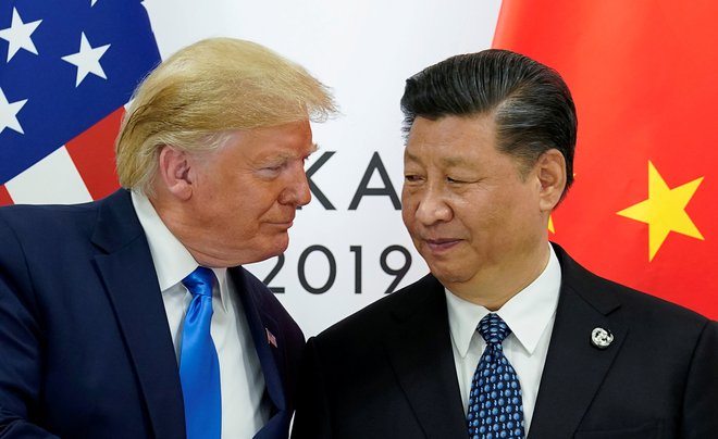Predsednika Donald Trump in Xi Jinping junija v Osaki FOTO: Kevin Lamarque/Reuters