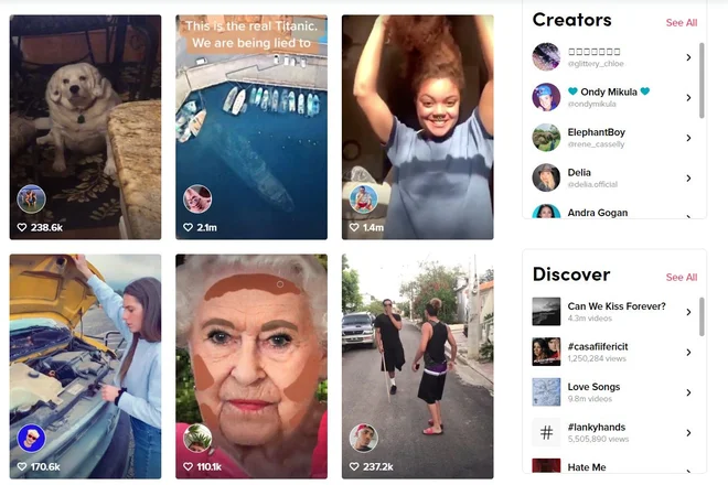 Tiktok je trenutno najhitreje rastoče družbeno omrežje. Šteje 500 milijonov uporabnikov. FOTO:Tiktok.com