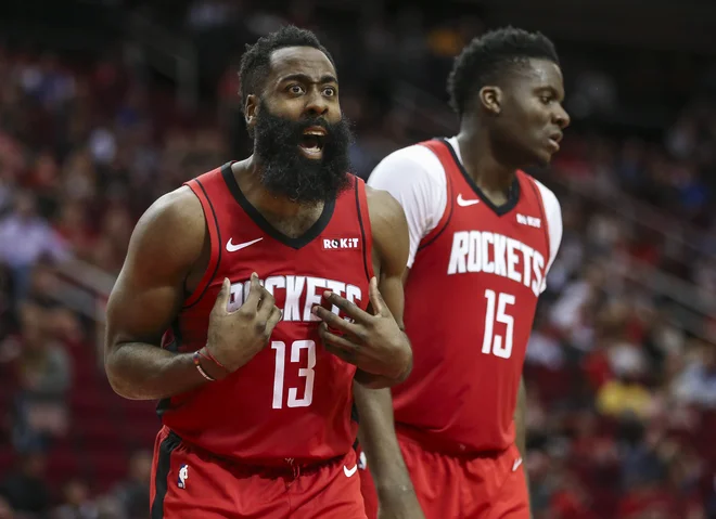 James Harden je le za točko zaostal za svojim strelskim rekordom, ki ga je v minuli sezoni dosegel na dveh tekmah. FOTO: Troy Taormina/Usa Today Sports