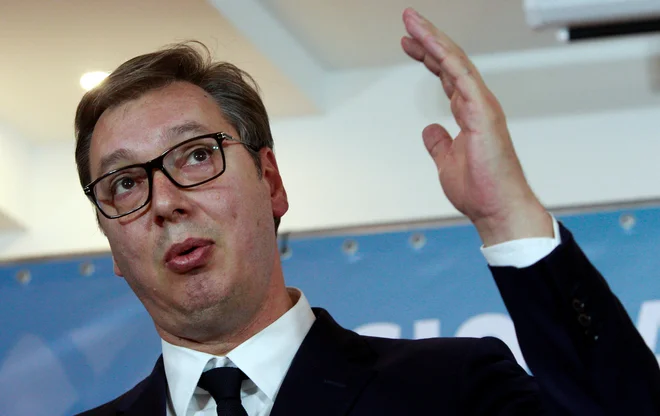 Srbski predsednik Vučić je izrazil zadovoljstvo s prizadevanjem Slovenije za Zahodni Balkan. FOTO: Ognen Teofilovski/Reuters