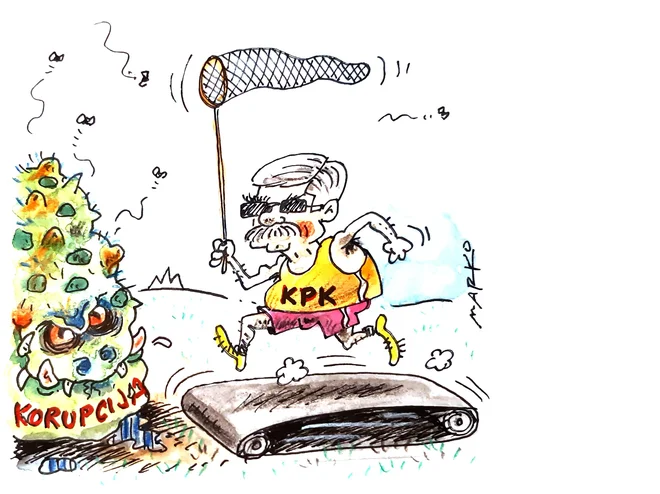 KPK stane več kot poldrugi milijon evrov na leto, a dejansko ne pripomore k omejevanju korupcije. Karikatura: Marko Kočevar