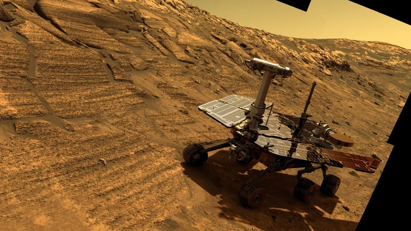 Fotografija: Rover Opportunity v kraterju Endurance. FOTO: Nasa