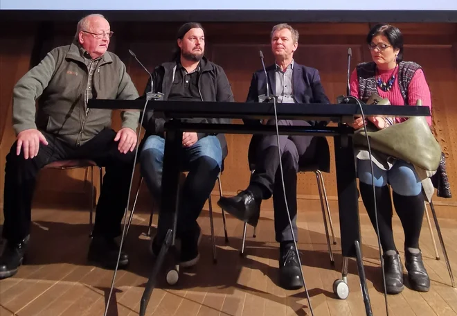 Ustvarjalci film Geza gre v Zaturce v Jugoslovanski kinoteki v srbski prestolnici. Foto Milena Zupanič
