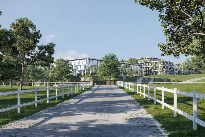 Načrt prenove se poigra z belo lipiško ograjo, ki se s ceste »povzpne« še na novo hotelsko fasado ...