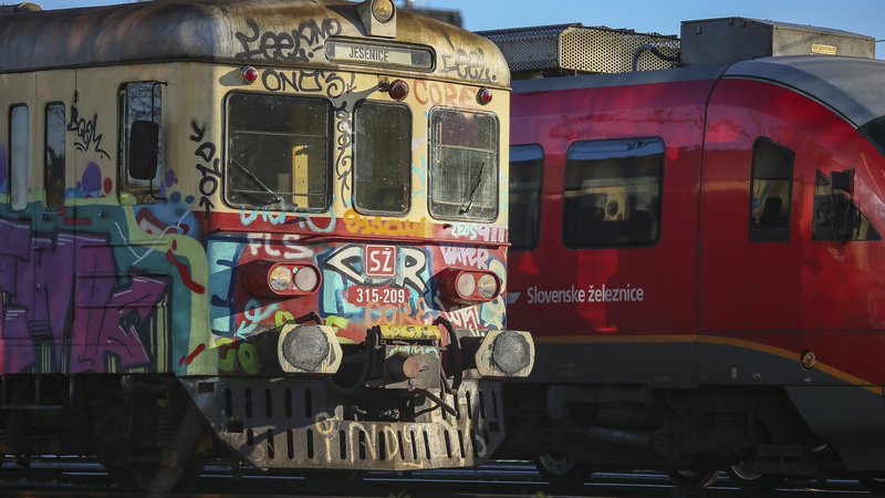 Fotografija: Slovenske železnice še vedno vozijo tudi z ostarelimi poljskimi gomulkami in desiroji, ki so iz Siemensa na slovenske tire prišli v devetdesetih letih prejšnjega tisočletja. FOTO: Jože Suhadolnik/Delo