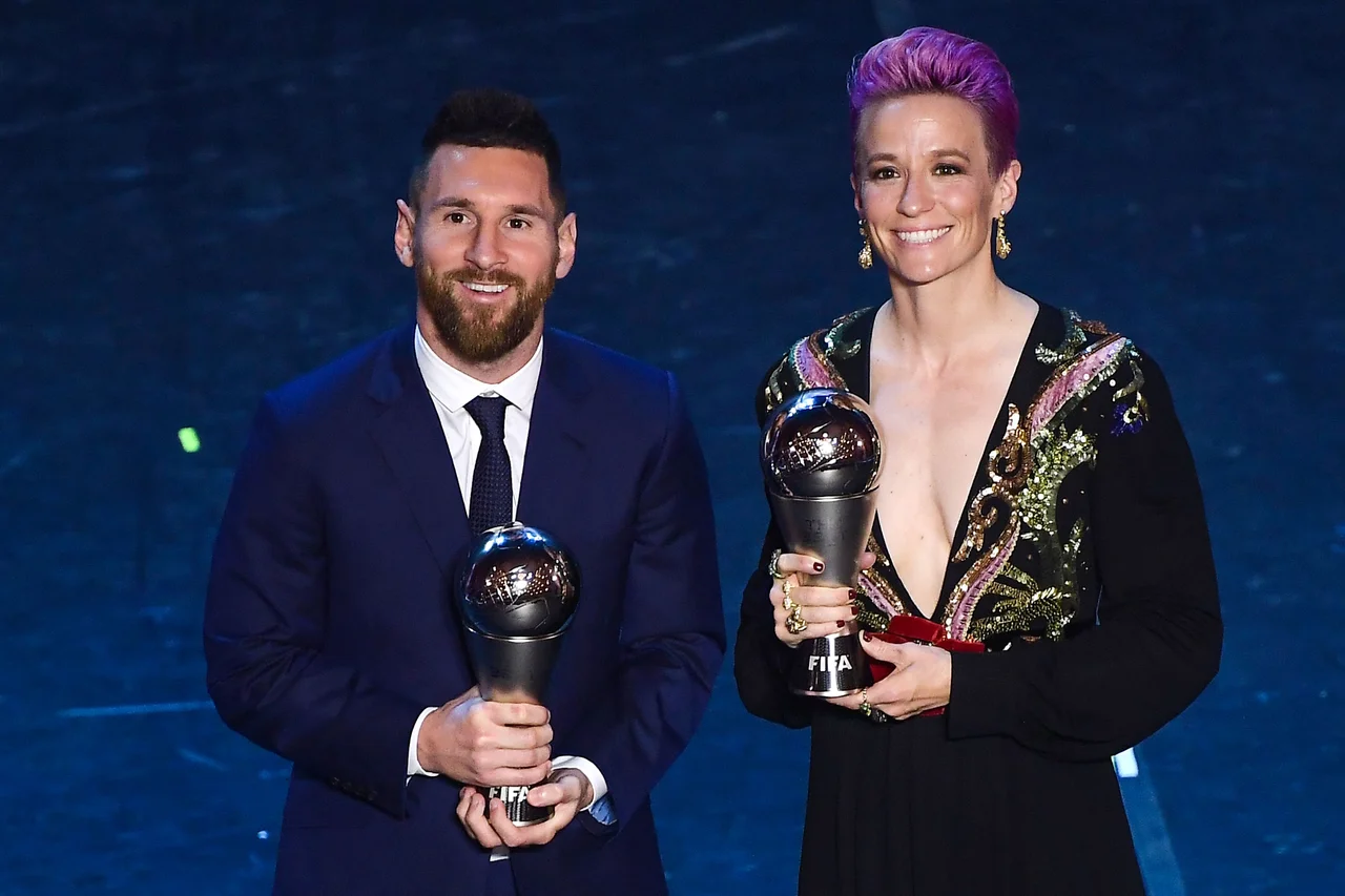 Fotografija: Lionel Messi in Megan Rapinoe. Foto: AFP