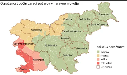 Ogroženost občin zaradi požarov v naravnem okolju. Foto Gm / Mx