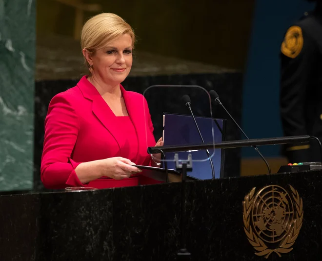 Tudi hrvaška predsednica<strong> </strong>Kolinda Grabar-Kitarović se ne želi odreči volivcem na skrajni desnici. Foto: Afp