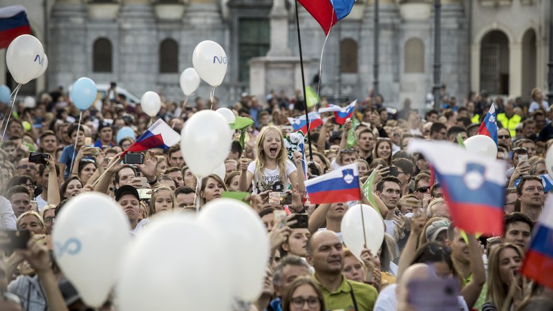 Fotografija: Sprejem za slovenske športnike na Kongresnem trgu v Ljubljani.  Foto Voranc Vogel