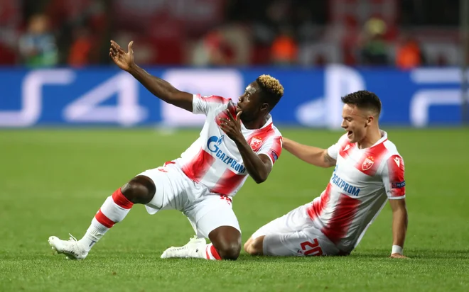 Richmond Boakye (levo) se je takole veselil svojega gola za Crveno zvezdo. FOTO: Reuters