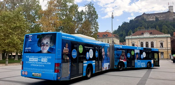 Unicefove Varne točke odslej tudi na ljubljanskih mestnih avtobusih. FOTO: LPP