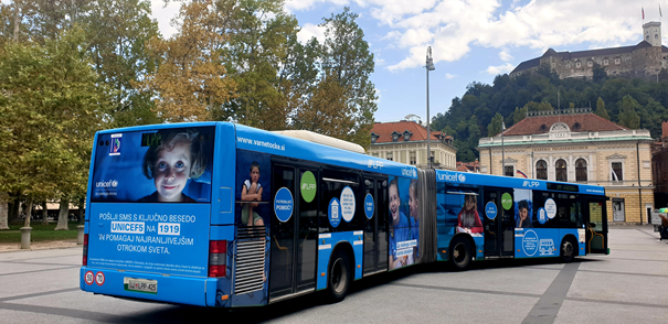 Unicefove Varne točke odslej tudi na ljubljanskih mestnih avtobusih. FOTO: LPP