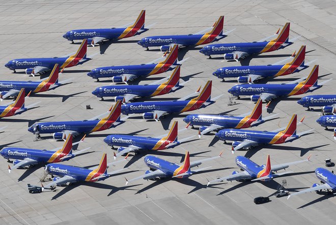 Prizemljena letala  Boeing 737 MAX v Kaliforniji. FOTO: Mark Ralston/Afp
