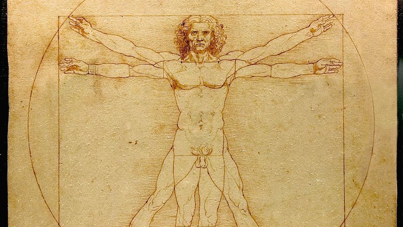 Fotografija: Lenardo da Vinci je risbo Proporci človeškega telesa po Vitruviju, znano kot Vitruvijski človek, ustvaril okoli leta 1490. FOTO: Wikipedia