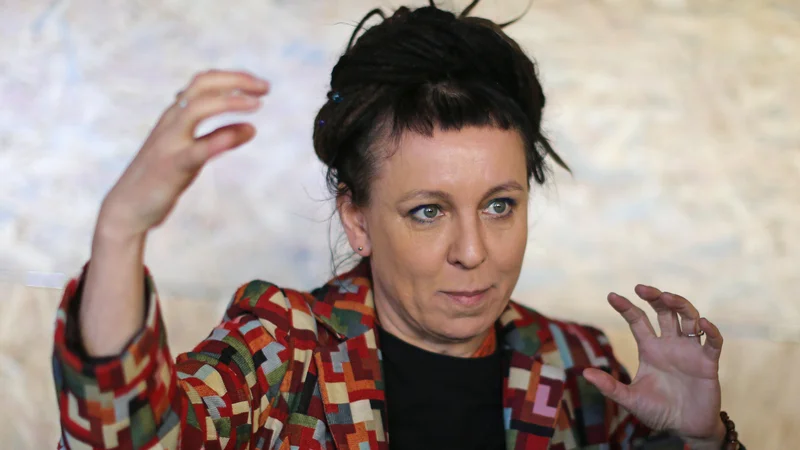 Fotografija: Poljska pisateljica Olga Tokarczuk letos marca na knjižnem festivalu Mesto knjige v Novi Gorici. Foto Tomi Lombar