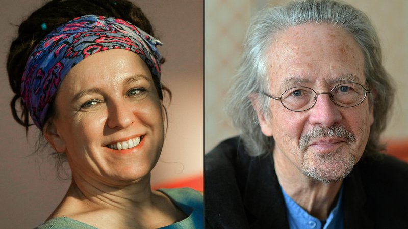 Fotografija: Švedska akademija je odločila. Nobelovi nagradi za književnost za leti 2018 in 2019 prejmeta Poljakinja Olga Tokarczuk in Avstrijec slovenskega rodu Peter Handke. FOTO: Barbara Gindl/Afp