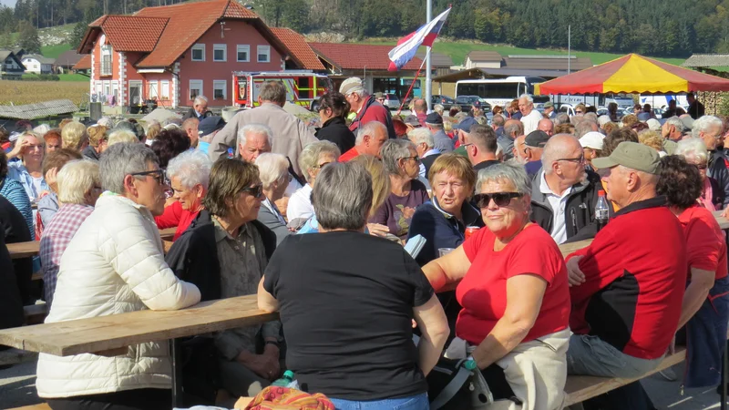 Fotografija: Velika množica ljudi se je danes udeležila spominske slovesnosti v Dobrniču. FOTO: Bojan Rajšek/Delo