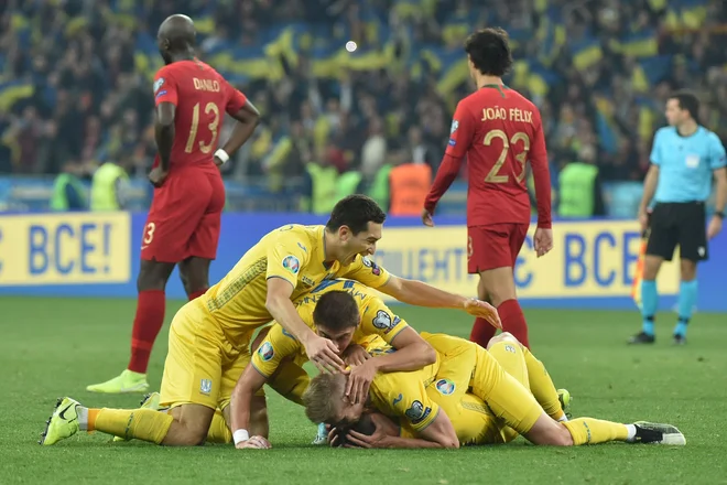 Ukrajina se je še tretjič zapored uvrstila na evropsko prvenstvo in potrdila, da je ena od reprezentanc v vzponu. FOTO AFP