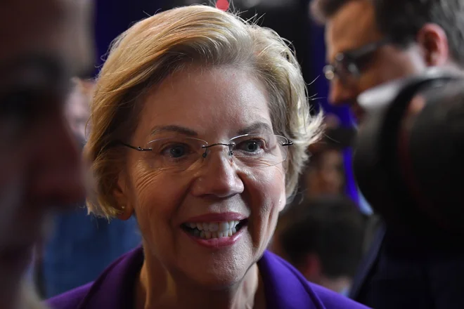 Favoritka Elizabeth Warren. FOTO: Nicholas Kamm/AFP