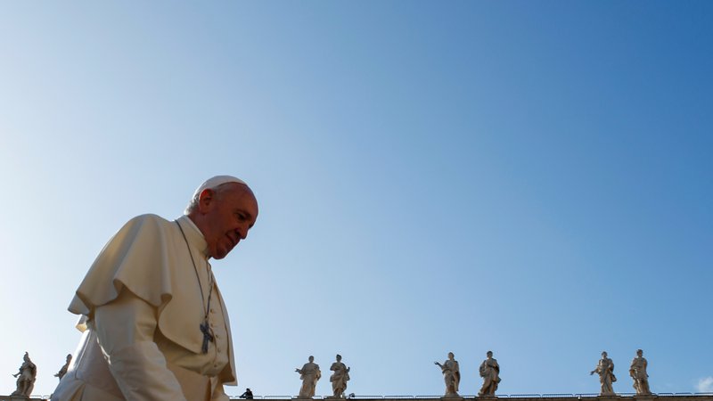 Fotografija: Papež Frančišek med svojo redno tedensko avdienco v Vatikanu. FOTO: Reuters/Remo Casilli 