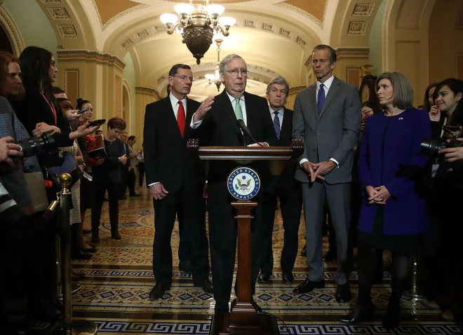 Mitch McConnell je v torek zatrdil, da ne bo nobenih dodatnih zaslišanj ali prič. FOTO: Mark Wilson/AFP