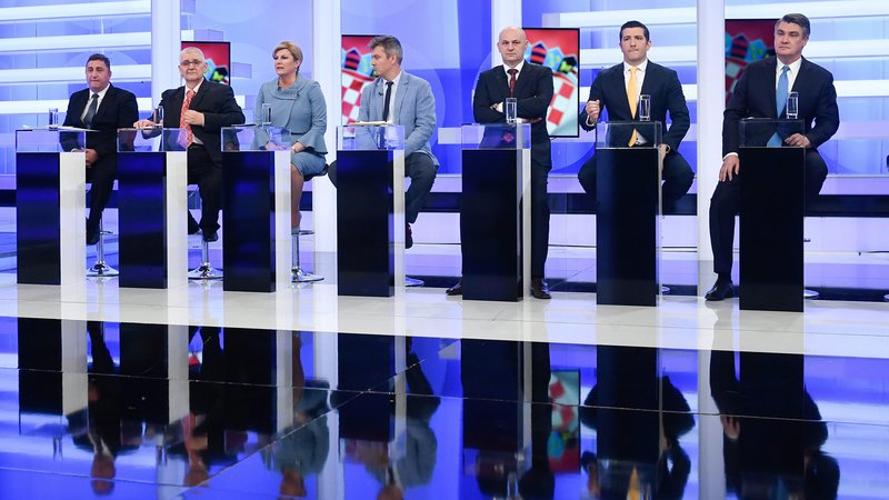Fotografija: Torkovo televizijsko soočenje hrvaških predsedniških kandidatov je bilo po mnenju analitikov dolgočasno, največja novica je bila, da »se predsednica ni osramotila«. FOTO: Cropix