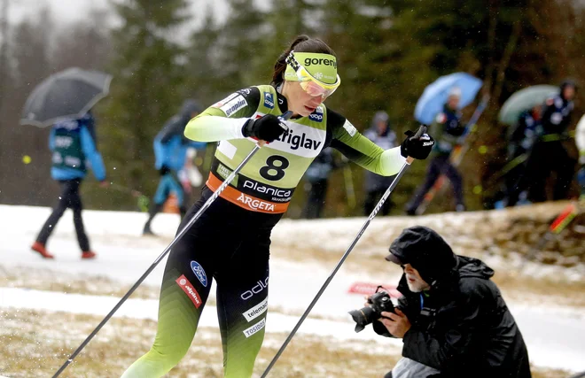 Katja Višnar je bila ena od kar štirih Slovenk, ki so v sobotni prieizkušnji prišle do točk svetovnega pokala. FOTO: Roman Šipić/Delo