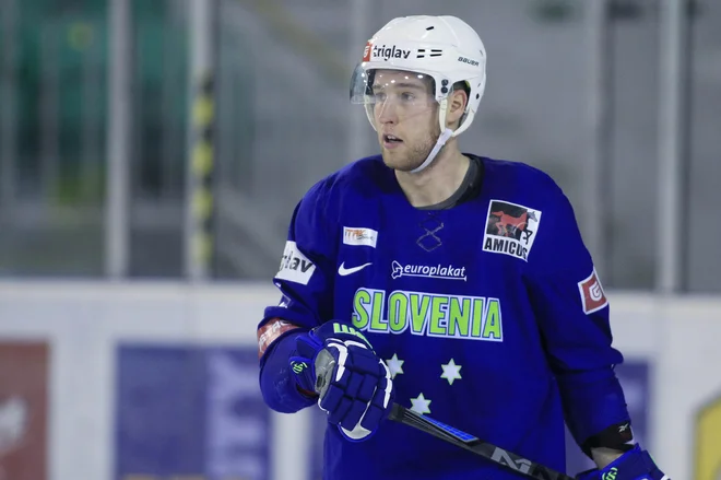 Robert Sabolič na treningu hokejske reprezentance v Ljubljani, 17. aprila 2015