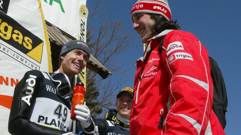 Šampiona smučarskih skokov in novoletne turneje: Sven Hannawald in Primož Peterka FOTO: Igor Mali