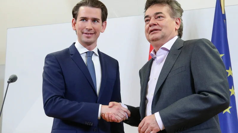 Fotografija: Sebastian Kurz in Werner Kogler FOTO: Lisi Niesner/Reuters