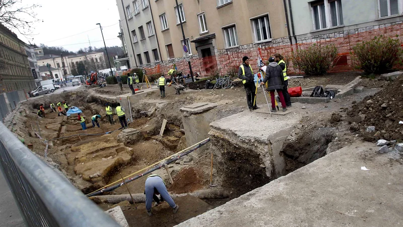 Fotografija: Na Erjavčevi arheologi niso našli tako bogatih izkopanin kot na Gosposvetski. FOTO: Mavric Pivk/Delo