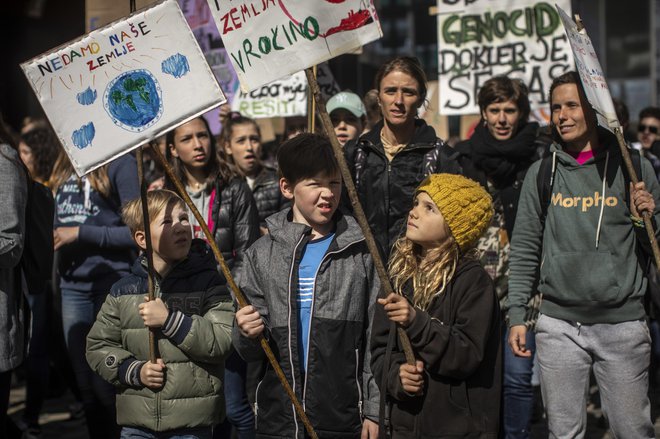 Mladi v boju za podnebje. FOTO: Voranc Vogel/Delo