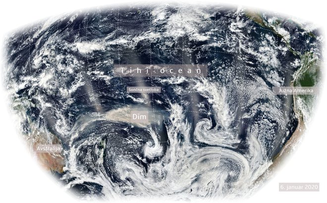 Širjenje dima FOTO: NASA Earth Observatory 