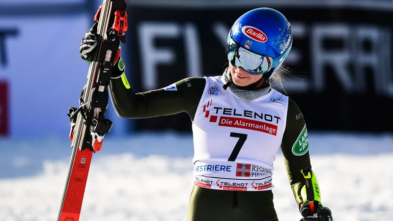 Fotografija: Mikaela Shiffrin je postavila najhitrejši čas kvalifikacij. FOTO: Miguel Medina/AFP