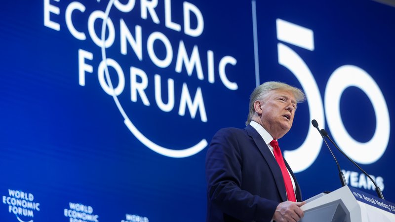 Fotografija: Za Donalda Trumpa je bil to že drugi nastop na Svetovnem gospodarskem forumu v vlogi ameriškega predsednika. FOTO: Reuters