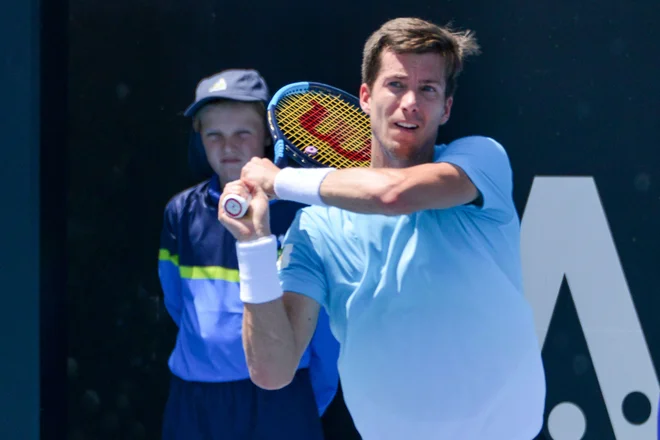 Aljaž Bedene je ocenil, da bi lahko Jamesa Duckwortha ugnal v treh nizih, a jih je potreboval pet. FOTO: AFP