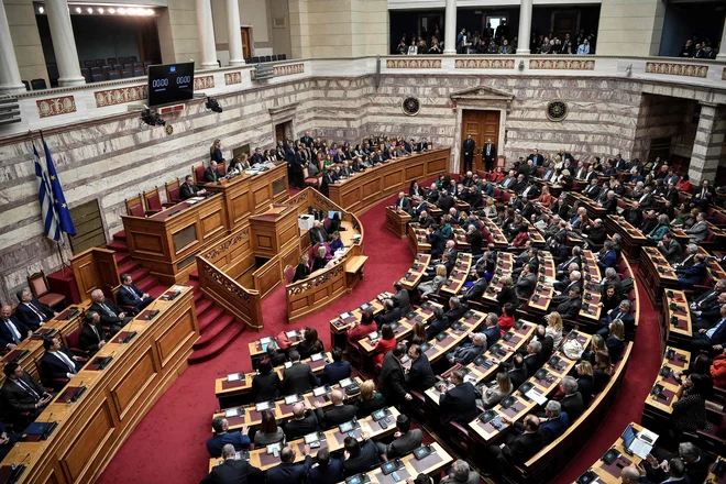 Novo predsednico je v grškem parlamentu podprlo 261 od 300 poslancev. FOTO: Louisa Gouliamaki/AFP