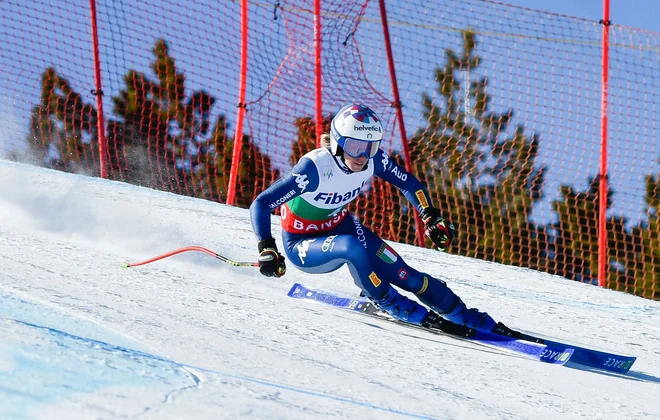 Italijanka Marta Bassino je končala na drugem mestu. FOTO: Nikolay Doychinov/AFP